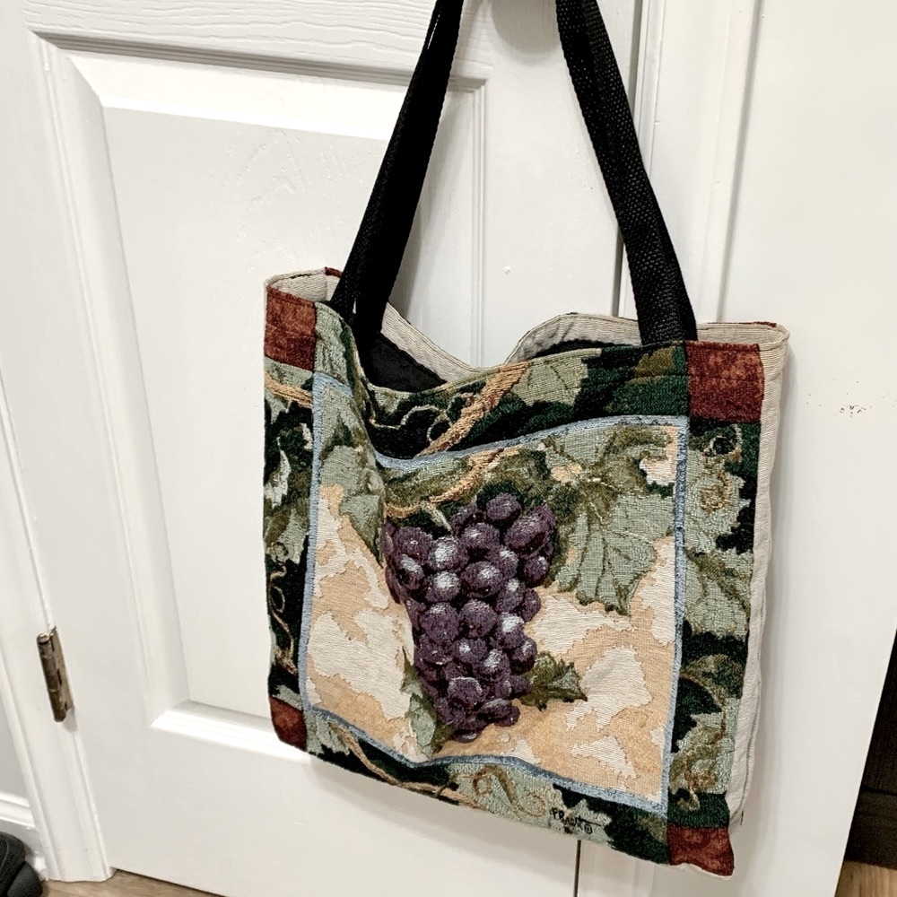 Paul Brent Vineyard Grapes Tapestry Tote 14”x14”